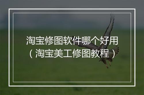 淘宝修图软件哪个好用（淘宝美工修图教程）