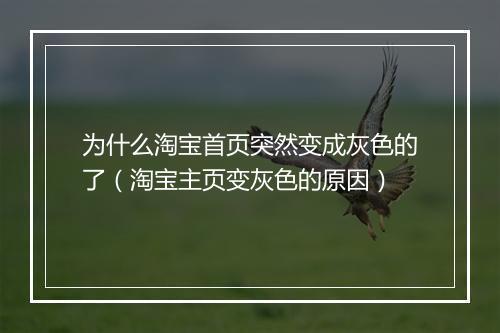 为什么淘宝首页突然变成灰色的了（淘宝主页变灰色的原因）