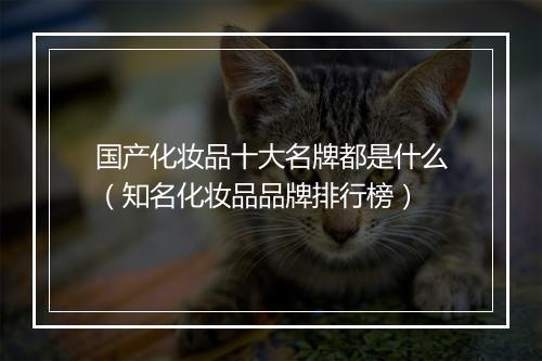 国产化妆品十大名牌都是什么（知名化妆品品牌排行榜）