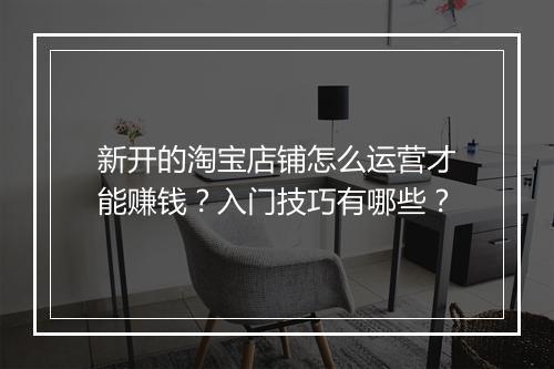 新开的淘宝店铺怎么运营才能赚钱？入门技巧有哪些？