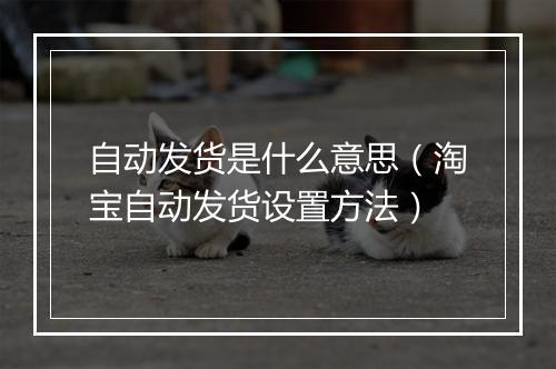 自动发货是什么意思（淘宝自动发货设置方法）