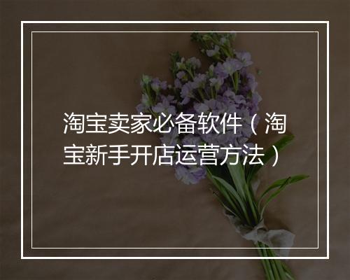 淘宝卖家必备软件（淘宝新手开店运营方法）