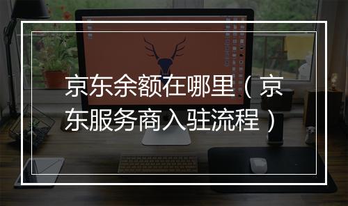 京东余额在哪里（京东服务商入驻流程）