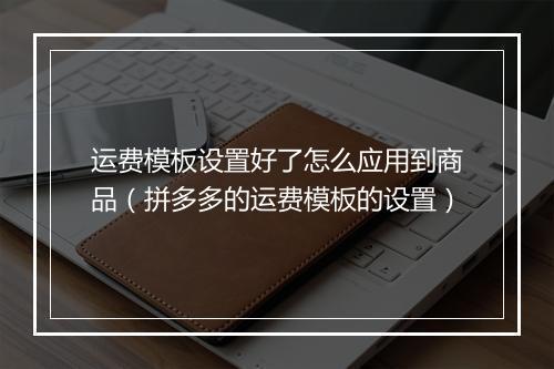 运费模板设置好了怎么应用到商品（拼多多的运费模板的设置）
