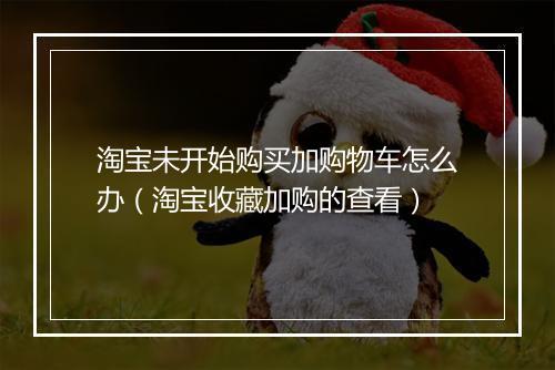 淘宝未开始购买加购物车怎么办（淘宝收藏加购的查看）