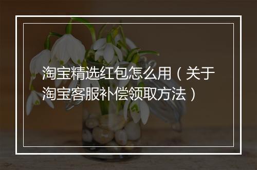 淘宝精选红包怎么用（关于淘宝客服补偿领取方法）