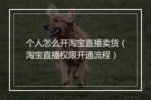 个人怎么开淘宝直播卖货（淘宝直播权限开通流程）