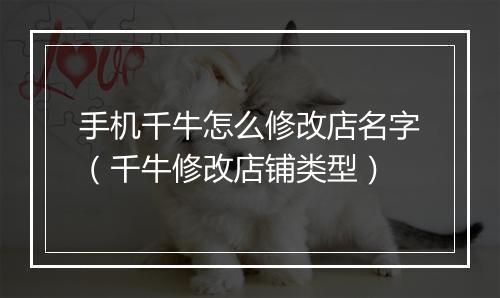 手机千牛怎么修改店名字（千牛修改店铺类型）