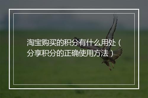 淘宝购买的积分有什么用处（分享积分的正确使用方法）