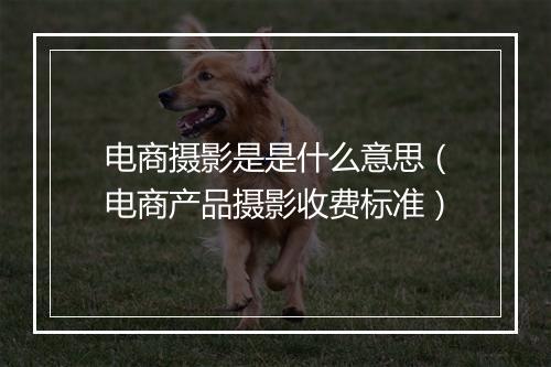 电商摄影是是什么意思（电商产品摄影收费标准）