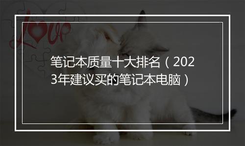 笔记本质量十大排名（2023年建议买的笔记本电脑）