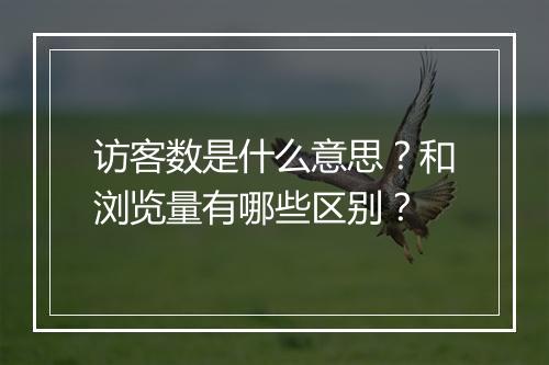 访客数是什么意思？和浏览量有哪些区别？