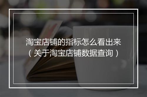 淘宝店铺的指标怎么看出来（关于淘宝店铺数据查询）