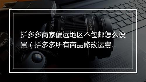 拼多多商家偏远地区不包邮怎么设置（拼多多所有商品修改运费模板）