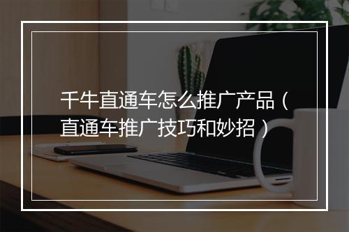 千牛直通车怎么推广产品（直通车推广技巧和妙招）