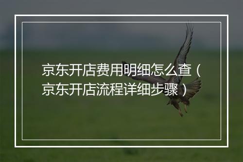 京东开店费用明细怎么查（京东开店流程详细步骤）