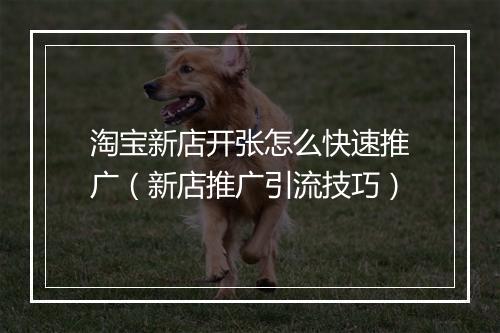 淘宝新店开张怎么快速推广（新店推广引流技巧）
