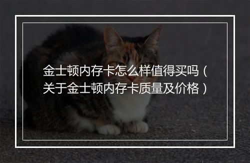 金士顿内存卡怎么样值得买吗（关于金士顿内存卡质量及价格）