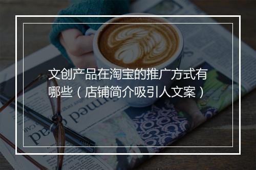 文创产品在淘宝的推广方式有哪些（店铺简介吸引人文案）