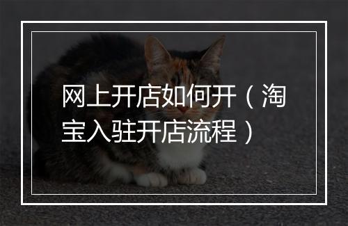 网上开店如何开（淘宝入驻开店流程）