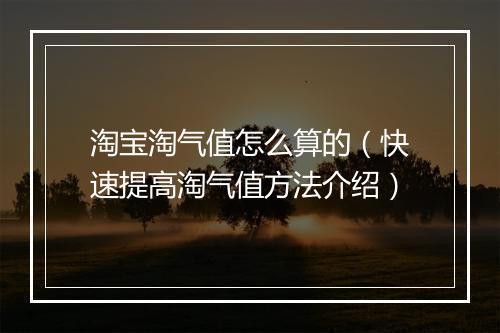 淘宝淘气值怎么算的（快速提高淘气值方法介绍）