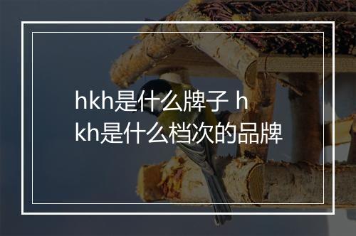 hkh是什么牌子 hkh是什么档次的品牌