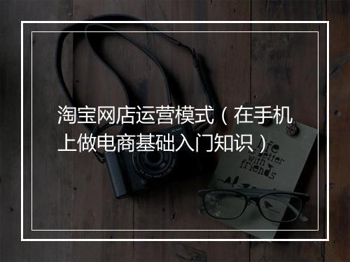淘宝网店运营模式（在手机上做电商基础入门知识）