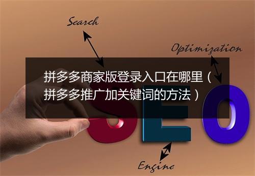 拼多多商家版登录入口在哪里（拼多多推广加关键词的方法）