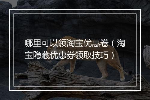 哪里可以领淘宝优惠卷（淘宝隐藏优惠券领取技巧）