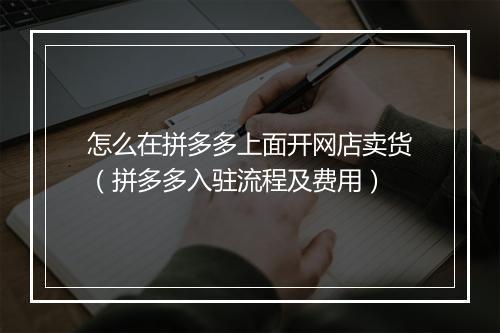 怎么在拼多多上面开网店卖货（拼多多入驻流程及费用）