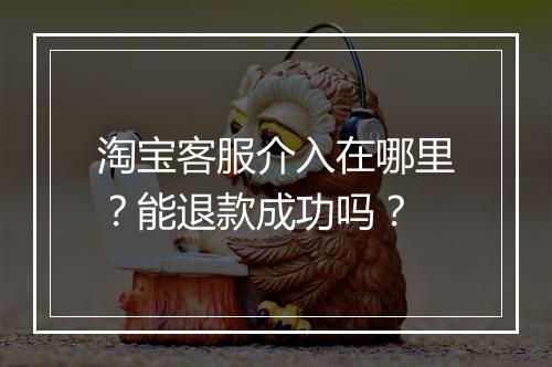 淘宝客服介入在哪里？能退款成功吗？