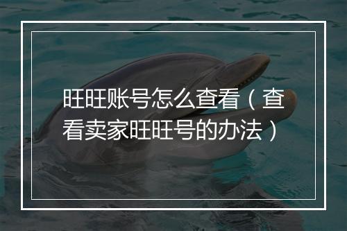 旺旺账号怎么查看（查看卖家旺旺号的办法）