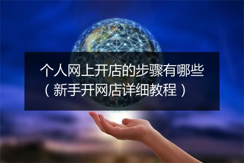 个人网上开店的步骤有哪些（新手开网店详细教程）