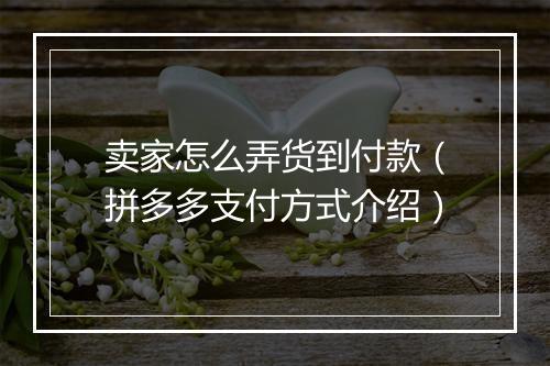 卖家怎么弄货到付款（拼多多支付方式介绍）