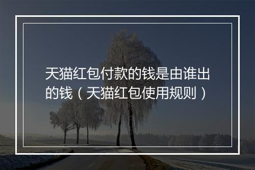 天猫红包付款的钱是由谁出的钱（天猫红包使用规则）