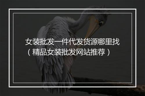 女装批发一件代发货源哪里找（精品女装批发网站推荐）