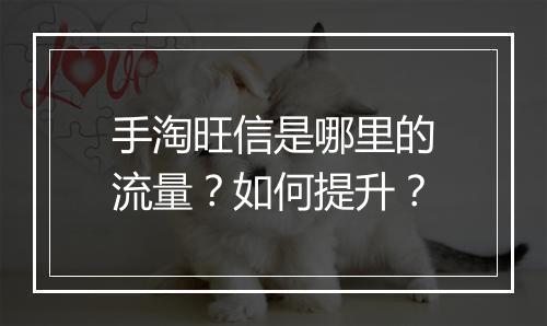 手淘旺信是哪里的流量？如何提升？