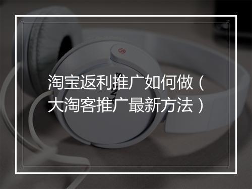 淘宝返利推广如何做（大淘客推广最新方法）