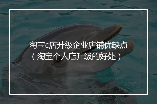 淘宝c店升级企业店铺优缺点（淘宝个人店升级的好处）