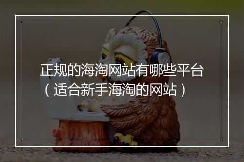 正规的海淘网站有哪些平台（适合新手海淘的网站）