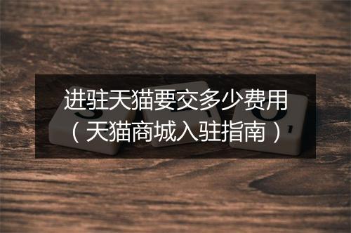 进驻天猫要交多少费用（天猫商城入驻指南）