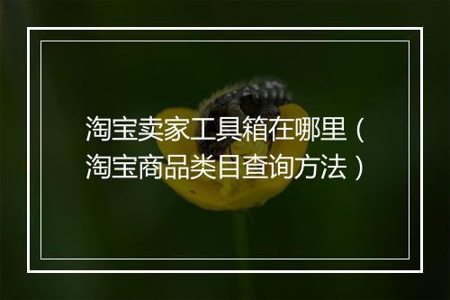 淘宝卖家工具箱在哪里（淘宝商品类目查询方法）