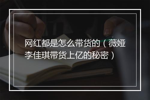 网红都是怎么带货的（薇娅李佳琪带货上亿的秘密）