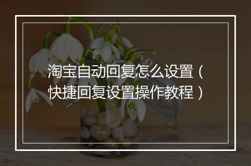 淘宝自动回复怎么设置（快捷回复设置操作教程）