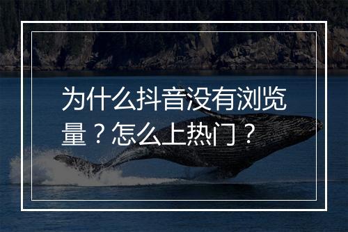 为什么抖音没有浏览量？怎么上热门？