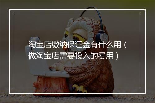 淘宝店缴纳保证金有什么用（做淘宝店需要投入的费用）