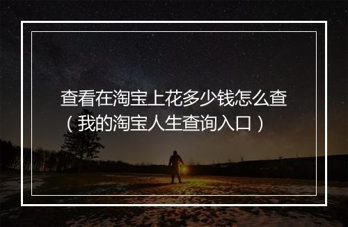 查看在淘宝上花多少钱怎么查（我的淘宝人生查询入口）