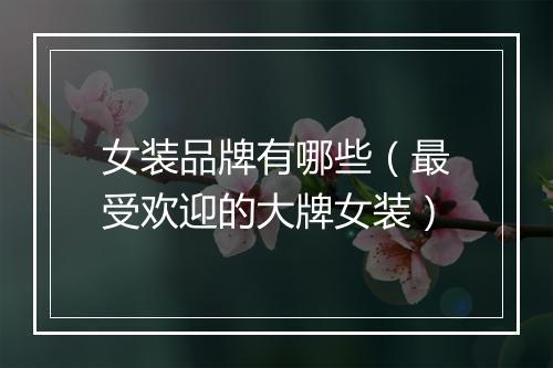 女装品牌有哪些（最受欢迎的大牌女装）