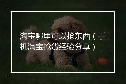 淘宝哪里可以抢东西（手机淘宝抢货经验分享）