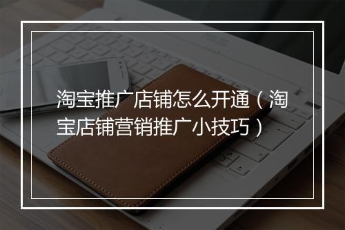 淘宝推广店铺怎么开通（淘宝店铺营销推广小技巧）